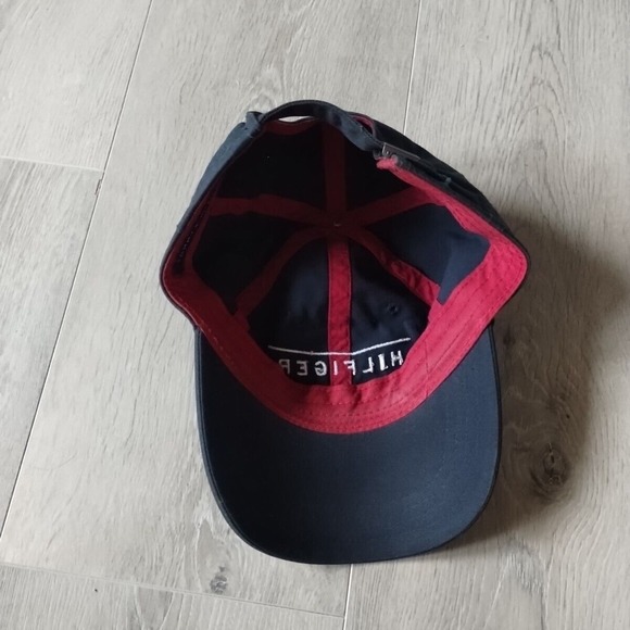 Tommy Hilfiger Hat Baseball Cap Blue White Spell Out Adjustable Strap Cotton - Picture 9 of 13